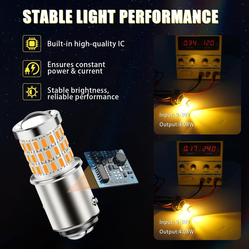 iBrightstar 1157 LED Bulb Amber, BAY15D 2057 2357 7528 LED Turn Signal Bulbs Super Bright for Vehicle Blinker Lights and Turn Signal Lights, 2 Pack - Image 4